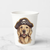 Pirate Golden Retriever Dog Skull Pappbecher (Vorderseite)