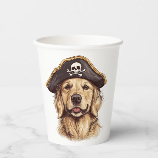 Pirate Golden Retriever Dog Skull Pappbecher (Vorderseite)