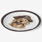 Pirate Golden Retriever Dog Skull Pappteller (Schrägansicht)