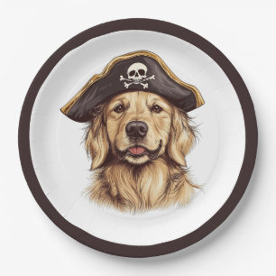 Pirate Golden Retriever Dog Skull Pappteller