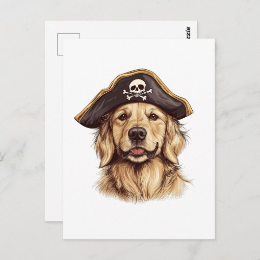 Pirate Golden Retriever Dog Skull Postkarte (Vorne/Hinten)