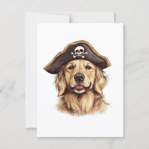 Pirate Golden Retriever Dog Skull Postkarte