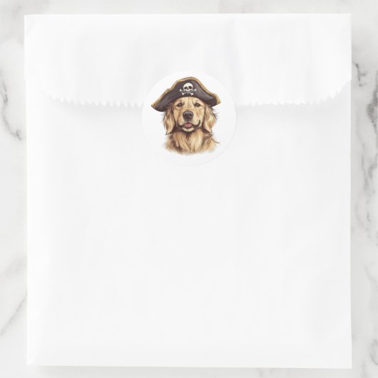 Pirate Golden Retriever Dog Skull Runder Aufkleber (Tasche)