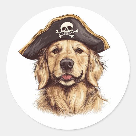 Pirate Golden Retriever Dog Skull Runder Aufkleber (Vorderseite)