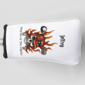Pirate Golfer Flaming Skull und Crossbones Golf Headcover (Vorderseite)