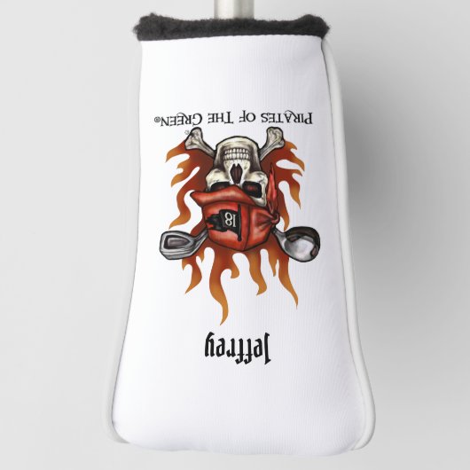 Pirate Golfer Flaming Skull und Crossbones Golf Headcover (Rotieren 90)