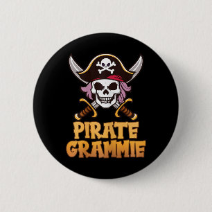 Pirate Grammie Funny Captain Grandma Halloween Cos Button