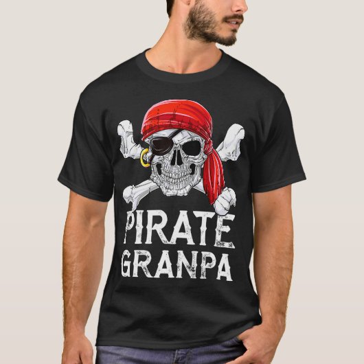 Pirate Grandpa T Shirt Piratenflagge Flag Skull Cr (Vorderseite)