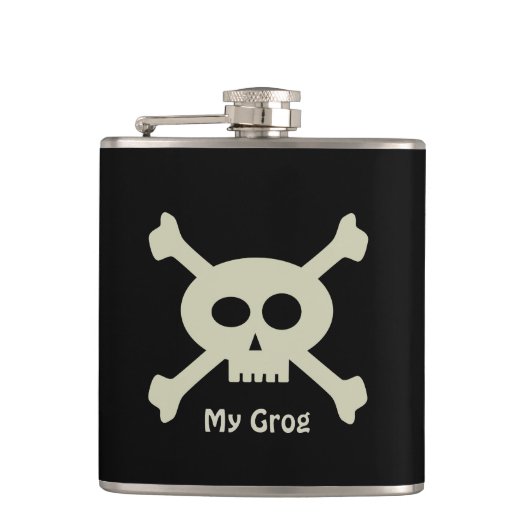 Pirate Grog Niedlich Skull & Crossbones Hüftkolben Flachmann (Vorderseite)
