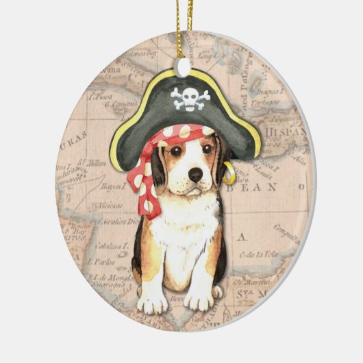 Pirate Hat Beagle Keramikornament (Links)