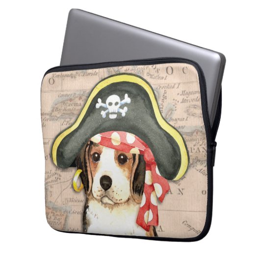 Pirate Hat Beagle Laptopschutzhülle (Vorderseite Links)