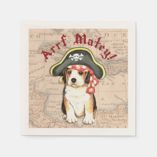 Pirate Hat Beagle Serviette (Vorderseite)