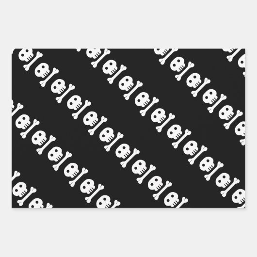 Pirate Hat Black Skull Crossbones Pattern Kinder Geschenkpapier Set (Vorderseite 2)