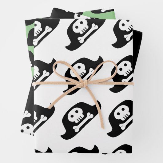 Pirate Hat Black Skull Crossbones Pattern Kinder Geschenkpapier Set (Beispiel)