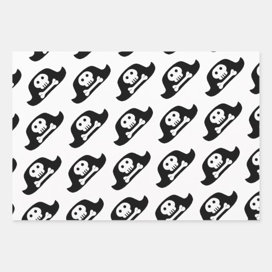 Pirate Hat Black Skull Crossbones Pattern Kinder Geschenkpapier Set (Vorderseite)