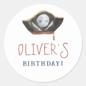 Pirate Hat Boy Birthday Party Runder Aufkleber (Vorderseite)