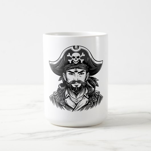 Pirate head with hat sailor and Eye Patch and Bear Kaffeetasse (Mittel)