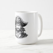 Pirate head with hat sailor and Eye Patch and Bear Kaffeetasse (VorderseiteRechts)