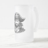 Pirate head with hat sailor and Eye Patch and Bear Mattglas Bierglas (VorderseiteRechts)
