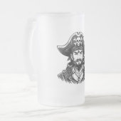 Pirate head with hat sailor and Eye Patch and Bear Mattglas Bierglas (Vorderseite Links)