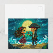 Pirate heiratet seine Brille am Strand Postkarte (Vorne/Hinten)