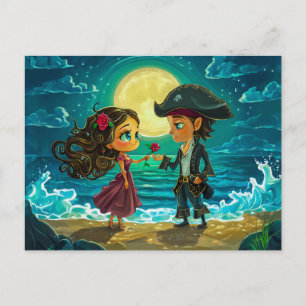 Pirate heiratet seine Brille am Strand Postkarte