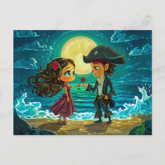 Pirate heiratet seine Brille am Strand Postkarte (Vorderseite)