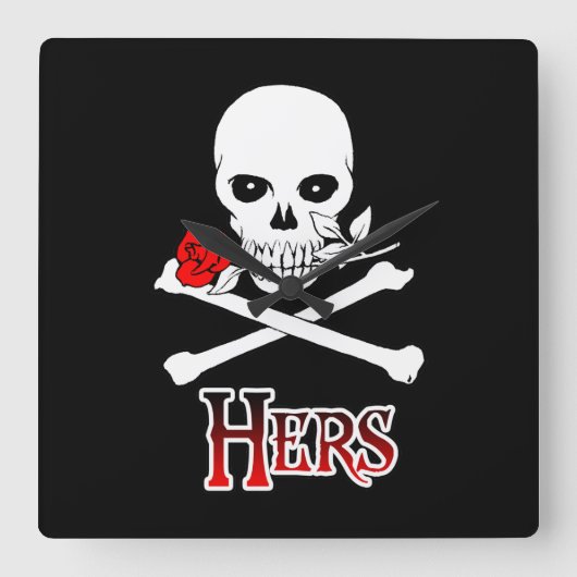 Pirate Hers Quadratische Wanduhr (Vorderseite)