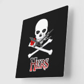 Pirate Hers Quadratische Wanduhr (Winkel)