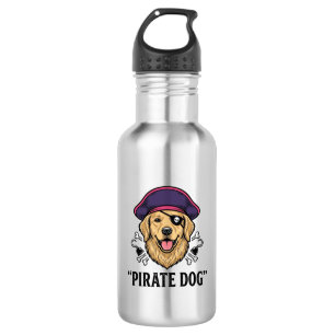 Pirate-Hund Vintage-Gravur-Shirt-Design_1 Edelstahlflasche