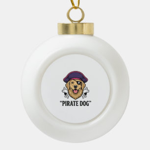 Pirate-Hund-Vintage-Stickerei-Shirt-Design_1 Keramik Kugel-Ornament