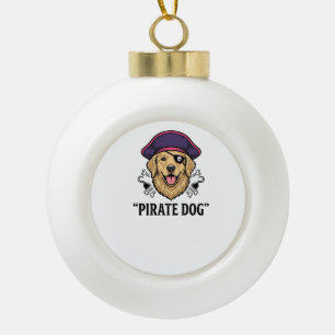 Pirate-Hund-Vintage-Stickerei-Shirt-Design_1 Keramik Kugel-Ornament