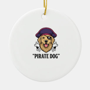 Pirate-Hund-Vintage-Stickerei-Shirt-Design_1 Keramik Ornament