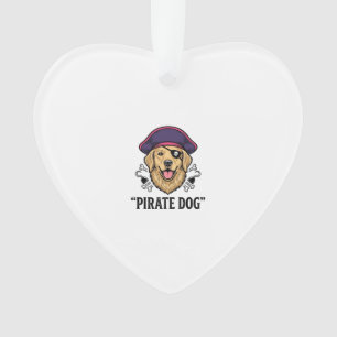 Pirate-Hund Vintage-Stickerei-Shirt-Design_1 Ornament