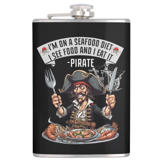 Pirate - ich bin auf einer Meeresfrüchte-Diät. Ich Flachmann (Vorderseite)