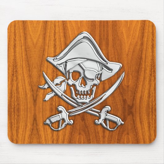 Pirate im Teak-Holzstil Mousepad (Vorne)