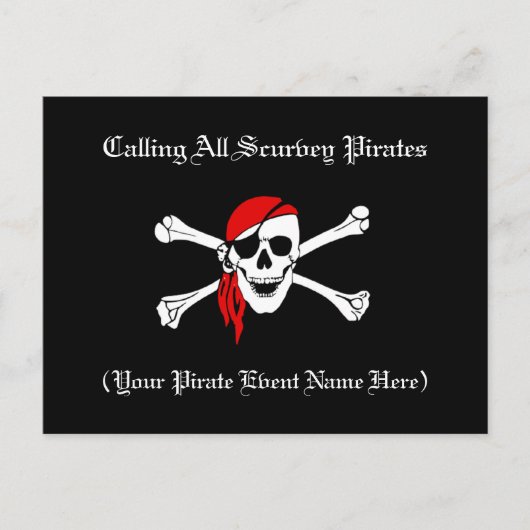 Pirate Invite Postcard Einladungspostkarte (Vorderseite)