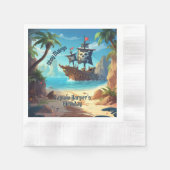 Pirate Island Ship Birthday Paper Napkin Serviette (Vorderseite)