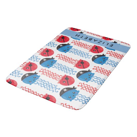 Pirate Jellyfish, Quallen Muster, Ihr Name Badematte (Schrägansicht)