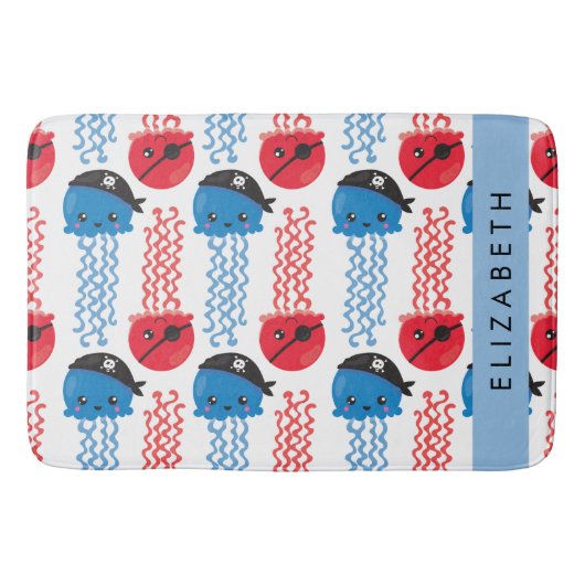 Pirate Jellyfish, Quallen Muster, Ihr Name Badematte (Vorderseite)