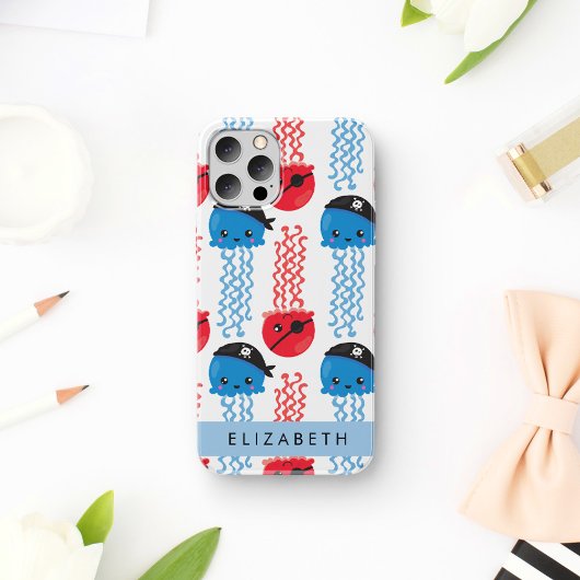 Pirate Jellyfish, Quallen Muster, Ihr Name Case-Mate iPhone Hülle