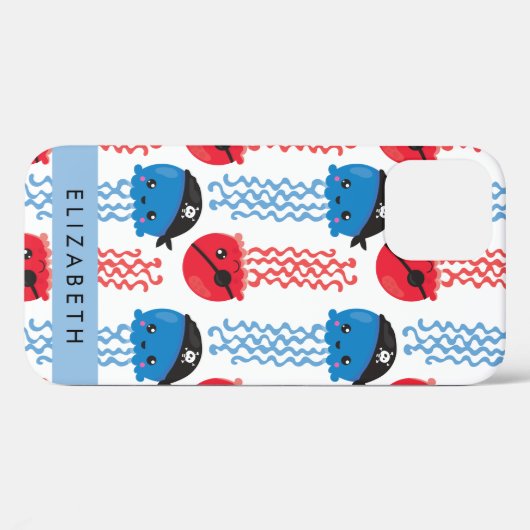 Pirate Jellyfish, Quallen Muster, Ihr Name Case-Mate iPhone Hülle (Rückseite (Horizontal))