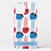 Pirate Jellyfish, Quallen Muster, Ihr Name Case-Mate iPhone Hülle (Rückseite)