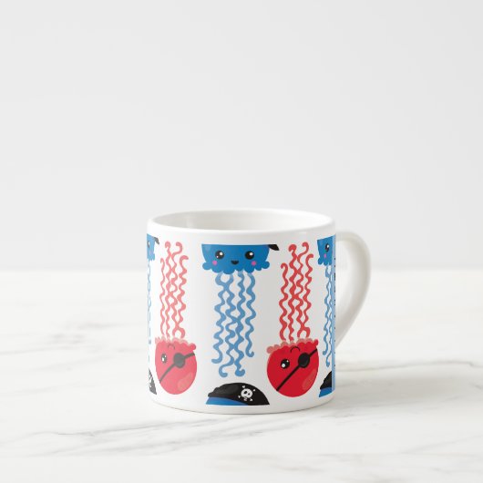 Pirate Jellyfish, Quallen Muster, Ihr Name Espressotasse (Vorderseite Rechts)