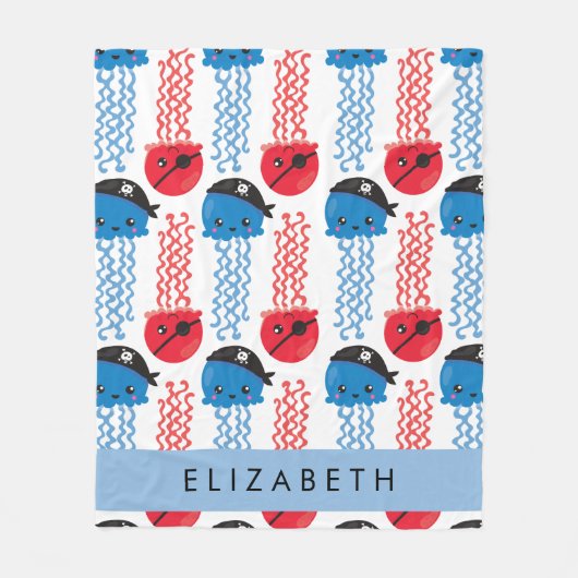 Pirate Jellyfish, Quallen Muster, Ihr Name Fleecedecke (Vorderseite)