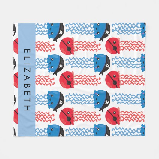 Pirate Jellyfish, Quallen Muster, Ihr Name Fleecedecke (Vorderseite (Horizontal))