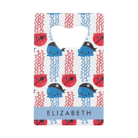 Pirate Jellyfish, Quallen Muster, Ihr Name Geldbeutel Flaschenöffner (Vorderseite)