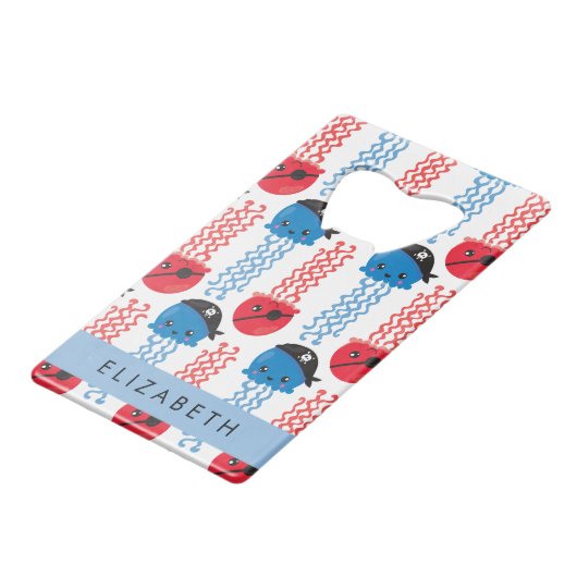 Pirate Jellyfish, Quallen Muster, Ihr Name Geldbeutel Flaschenöffner (Rückseite Schrägansicht)