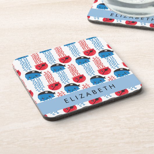 Pirate Jellyfish, Quallen Muster, Ihr Name Getränkeuntersetzer (Linke Seite)