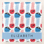 Pirate Jellyfish, Quallen Muster, Ihr Name Glasuntersetzer (Vorderseite)